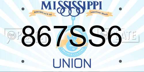 867SS6 Mississippi License Plate