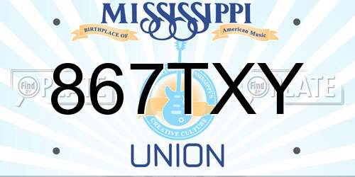 867TXY Mississippi License Plate