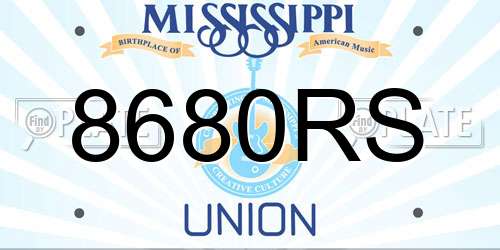 8680RS Mississippi License Plate