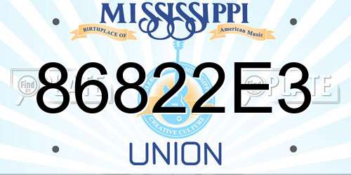 86822E3 Mississippi License Plate
