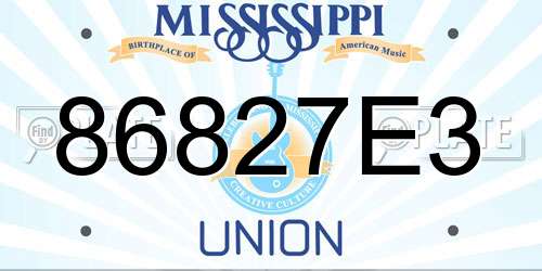 86827E3 Mississippi License Plate