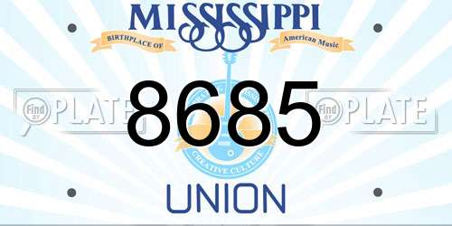 8685 Mississippi License Plate
