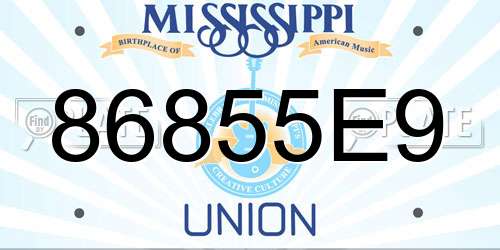 86855E9 Mississippi License Plate