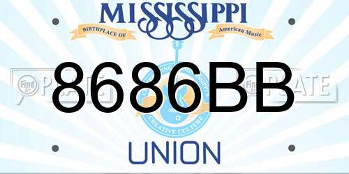 8686BB Mississippi License Plate