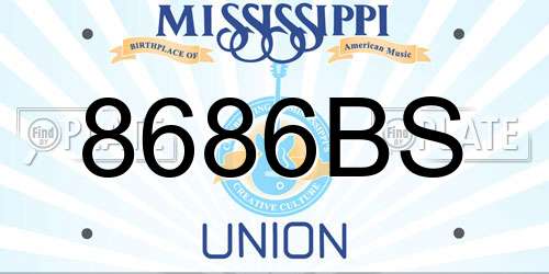 8686BS Mississippi License Plate