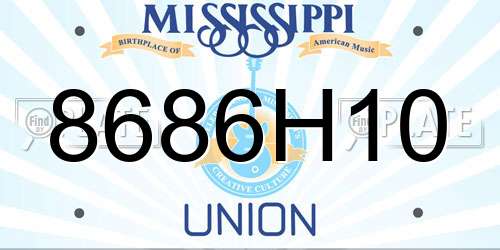 8686H10 Mississippi License Plate