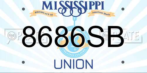 8686SB Mississippi License Plate