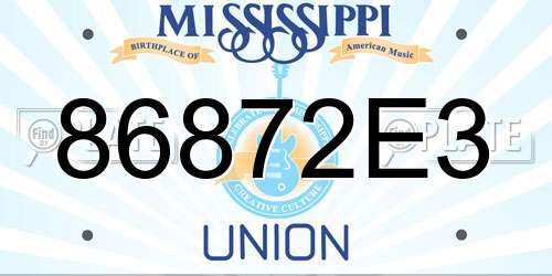 86872E3 Mississippi License Plate