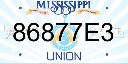 86877E3 Mississippi License Plate