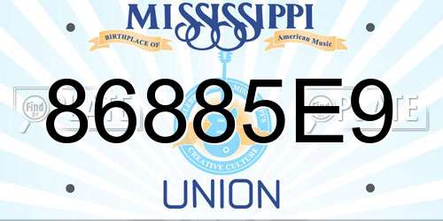 86885E9 Mississippi License Plate