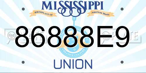 86888E9 Mississippi License Plate