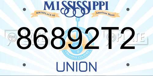 86892T2 Mississippi License Plate
