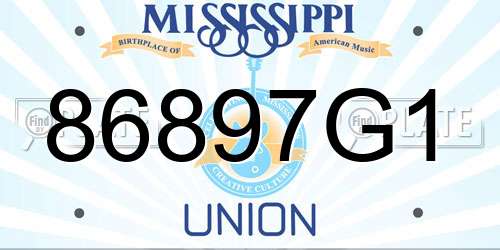 86897G1 Mississippi License Plate