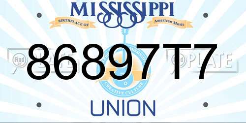 86897T7 Mississippi License Plate