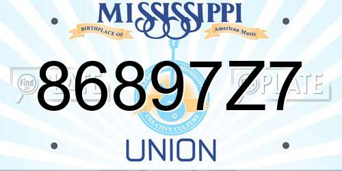 86897Z7 Mississippi License Plate