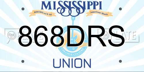 868DRS Mississippi License Plate