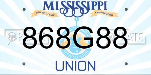 868G88 Mississippi License Plate