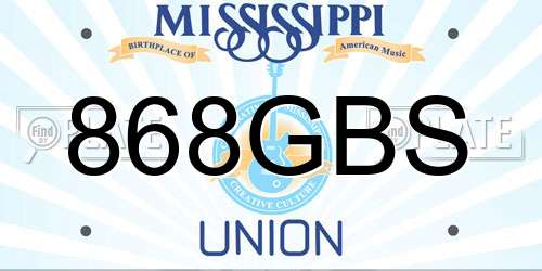 868GBS Mississippi License Plate