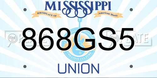 868GS5 Mississippi License Plate