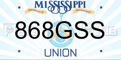868GSS Mississippi License Plate