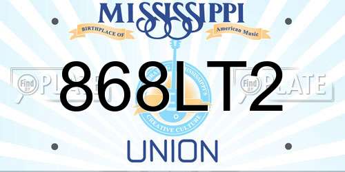 868LT2 Mississippi License Plate