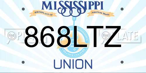 868LTZ Mississippi License Plate