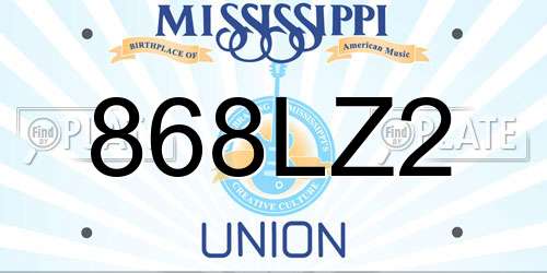 868LZ2 Mississippi License Plate