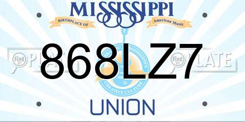 868LZ7 Mississippi License Plate