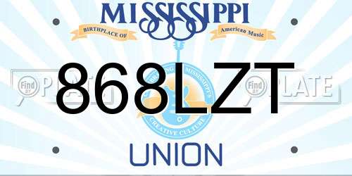 868LZT Mississippi License Plate