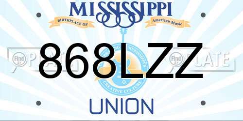 868LZZ Mississippi License Plate