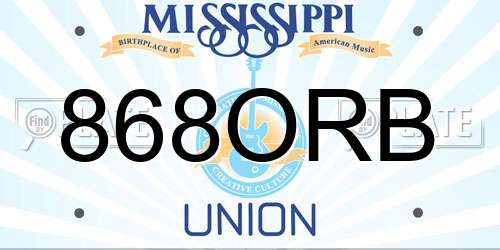 868ORB Mississippi License Plate