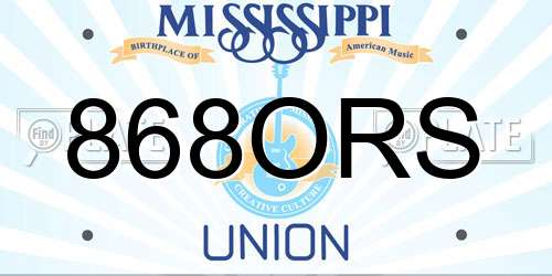 868ORS Mississippi License Plate
