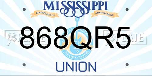 868QR5 Mississippi License Plate