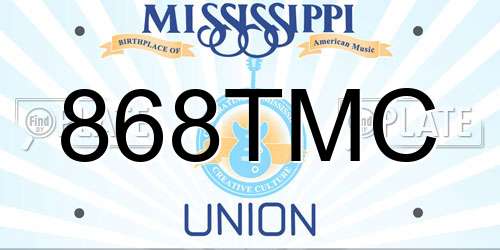 868TMC Mississippi License Plate