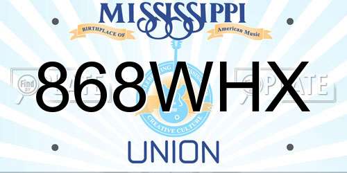 868WHX Mississippi License Plate