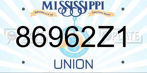 86962Z1 Mississippi License Plate