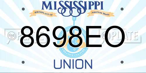 8698EO Mississippi License Plate