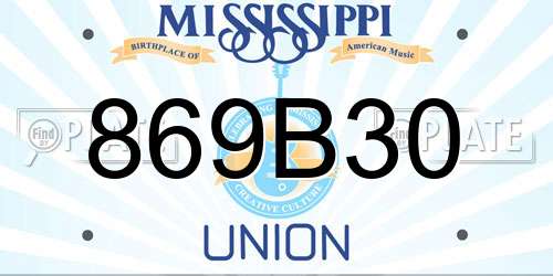 869B30 Mississippi License Plate