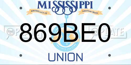 869BE0 Mississippi License Plate