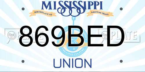 869BED Mississippi License Plate