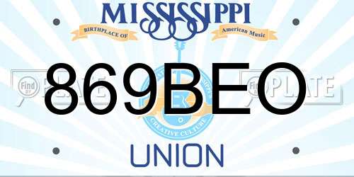 869BEO Mississippi License Plate