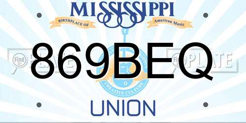 869BEQ Mississippi License Plate