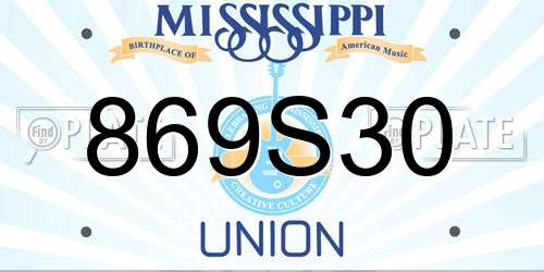 869S30 Mississippi License Plate