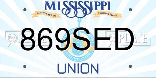869SED Mississippi License Plate