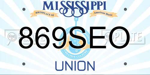 869SEO Mississippi License Plate