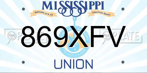 869XFV Mississippi License Plate