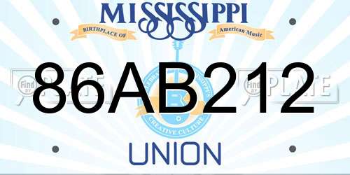 86AB212 Mississippi License Plate