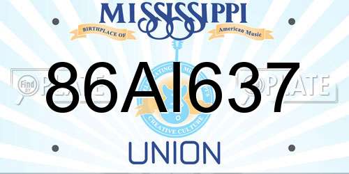 86AI637 Mississippi License Plate
