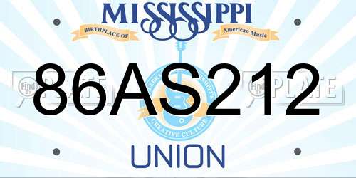 86AS212 Mississippi License Plate