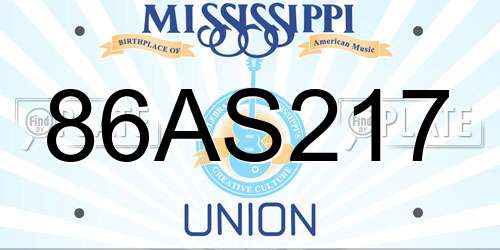 86AS217 Mississippi License Plate